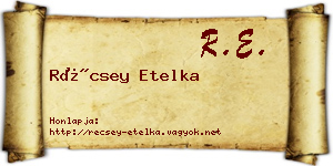 Récsey Etelka névjegykártya